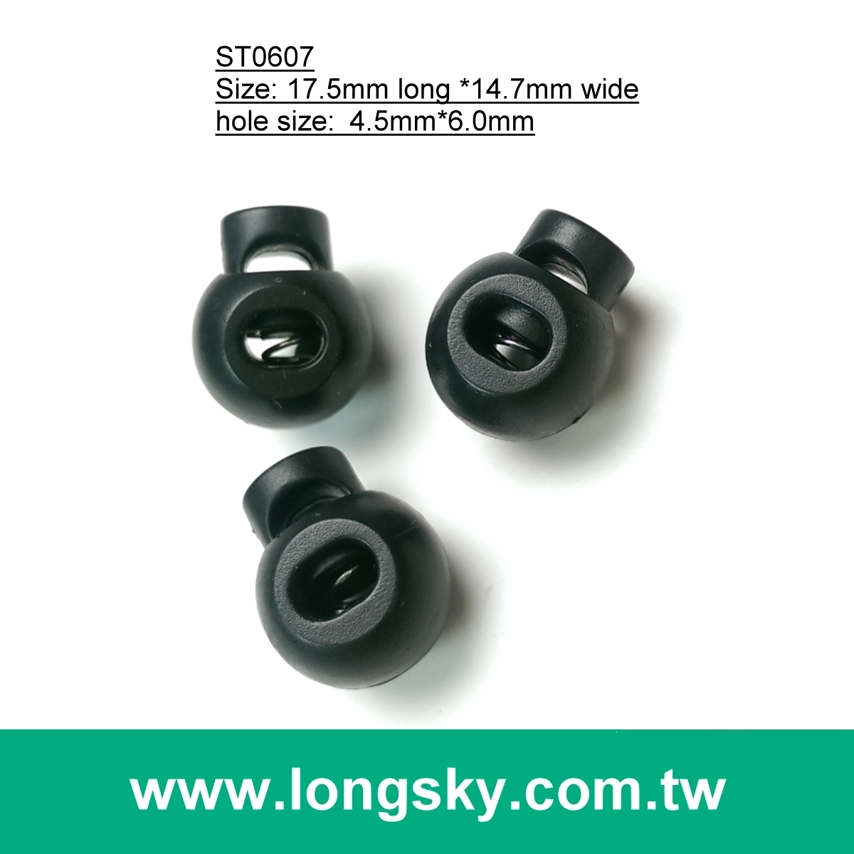 (#ST0607) 4.5mm繩用球型彈簧塑膠繩扣