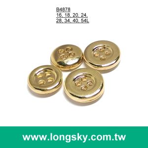 (#B4878) 基本款四孔金色電鍍塑膠服裝鈕扣