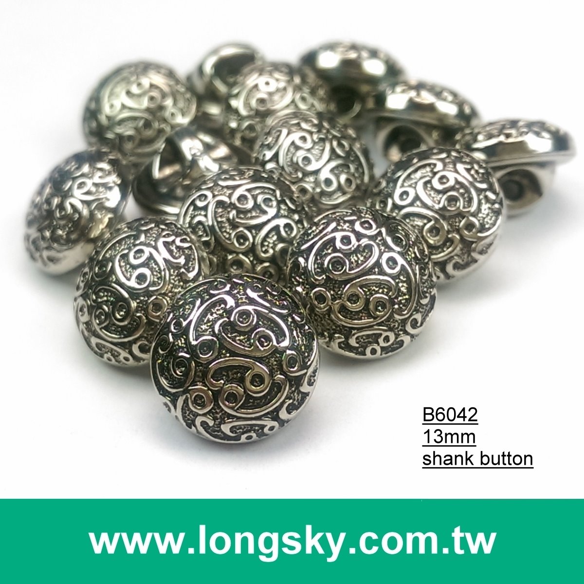 (B6042/13mm) 變形蟲紋飾古金色電鍍立腳鈕釦