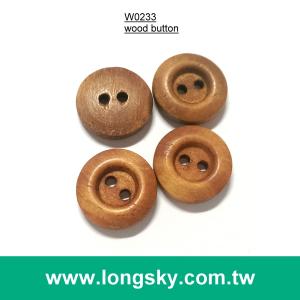 (#W0233) 台灣工廠生產原木2孔棕色流行服飾紐扣