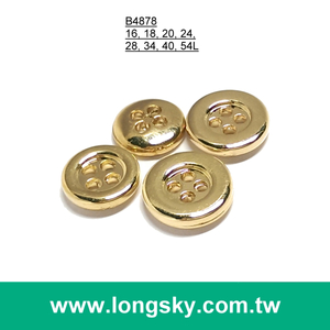 (#B4878) 基本款四孔金色電鍍塑膠服裝鈕扣