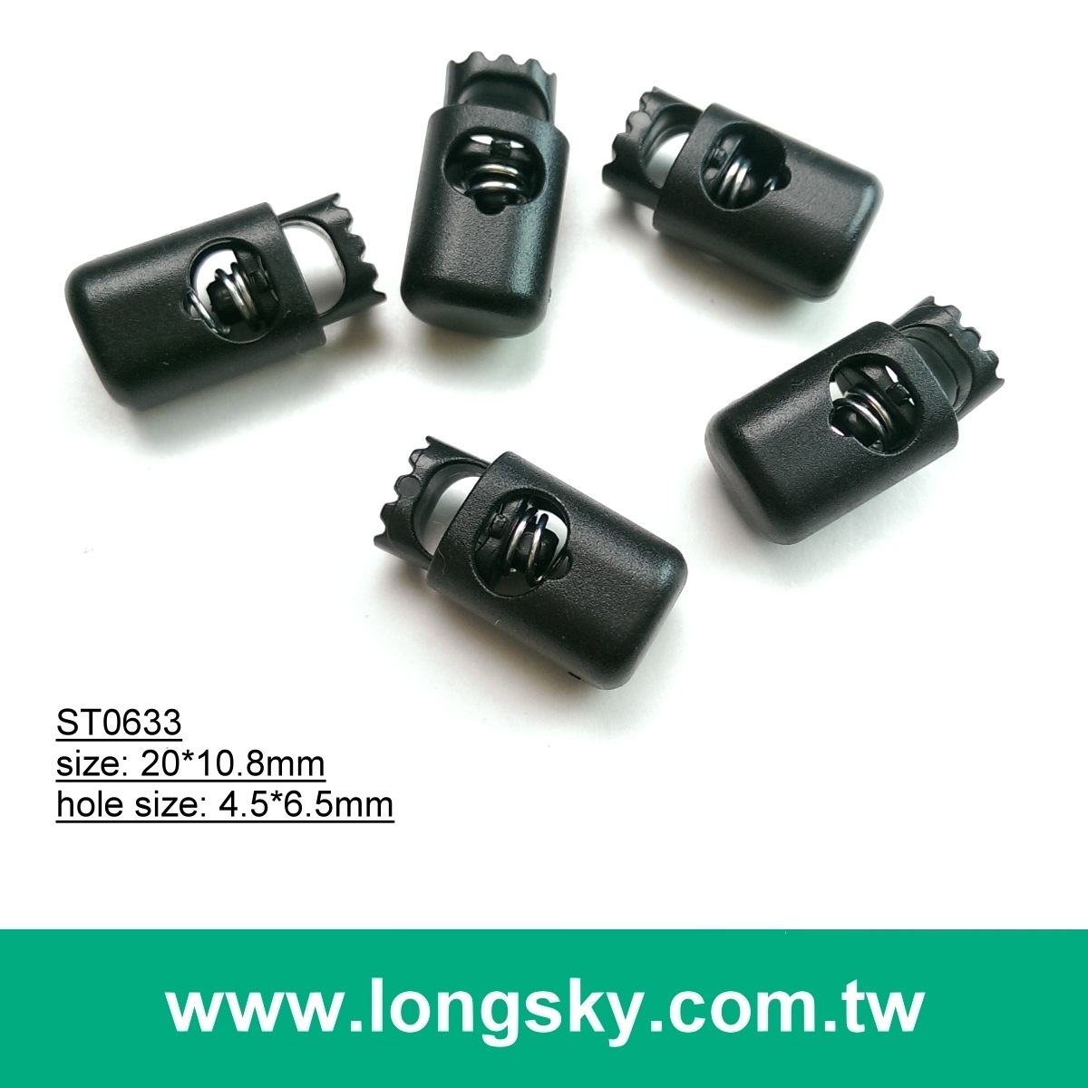 (#ST0633) 4.5mm洞單孔塑膠小型彈簧繩扣