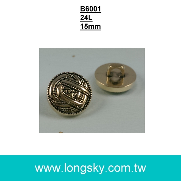 (#B6001/24L) 15mm 台灣製古銀色電鍍設計師款小鈕釦